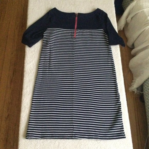 Gap Boatneck Mariner Dress Stripes Knit Navy White Shift - Sz Medium - Picture 7 of 15